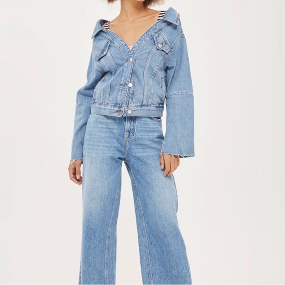 Topshop Denim - Topshop MOTO Off Shoulder Denim Jacket Size 6